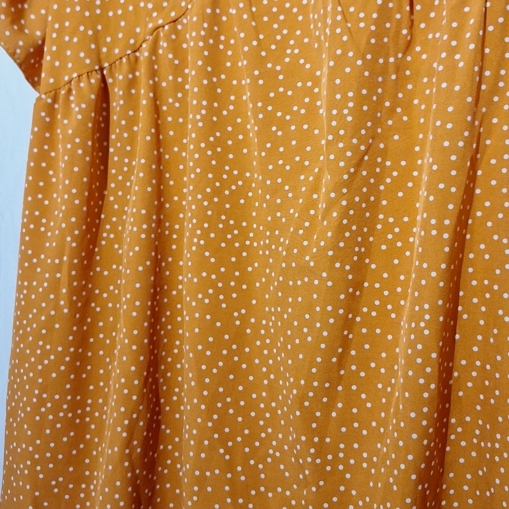 3/$20--SHEIN Boho Midi Dress Polka Dot With Ruffles, Burnt Orange, Sz 18, NWOT - Picture 9 of 12